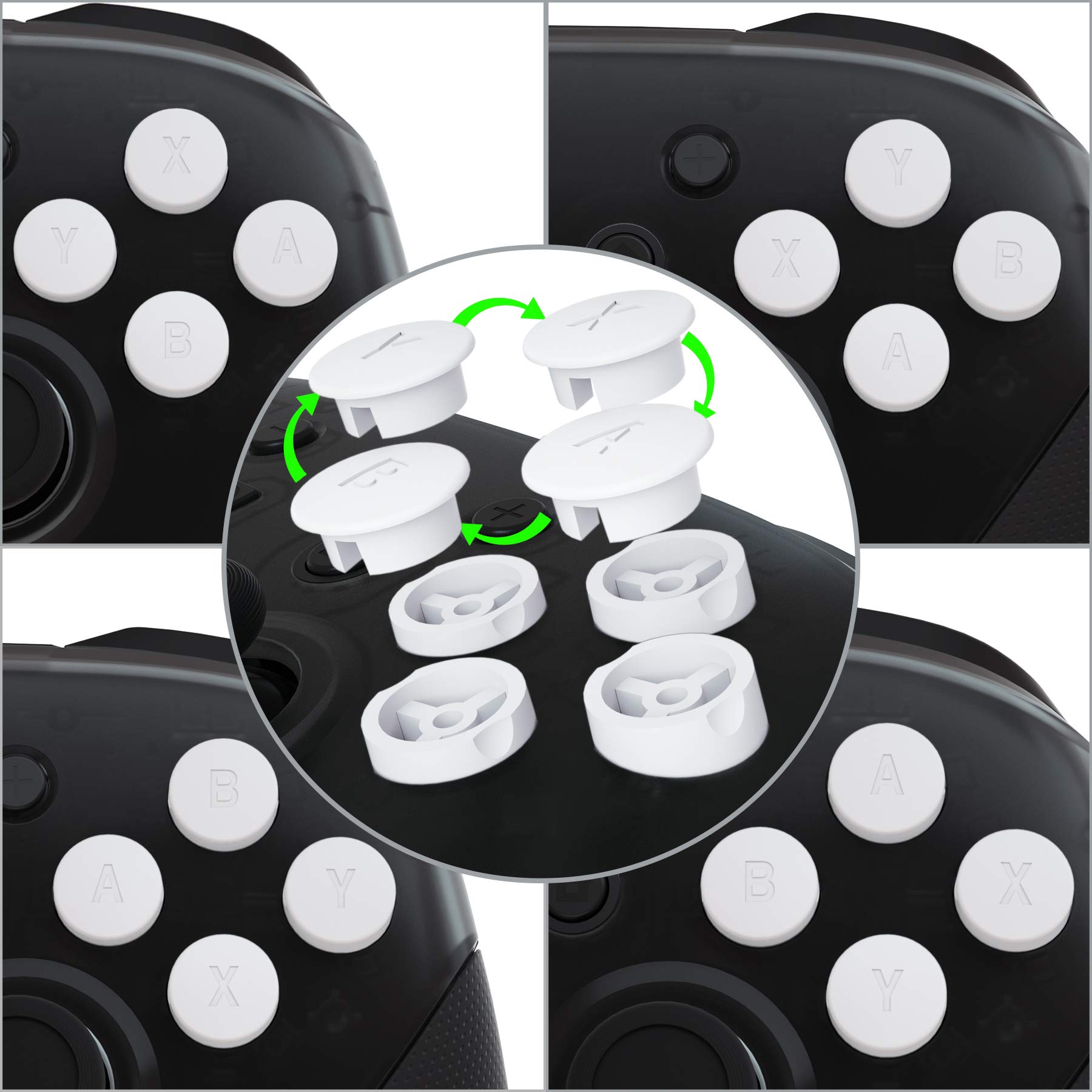 eXtremeRate White Interchangeable ABXY Buttons for Nintendo Switch Pro Controller - DIY Replacement Kit for Customization | Gaming Accessories for Enhanced Gameplay Experience
