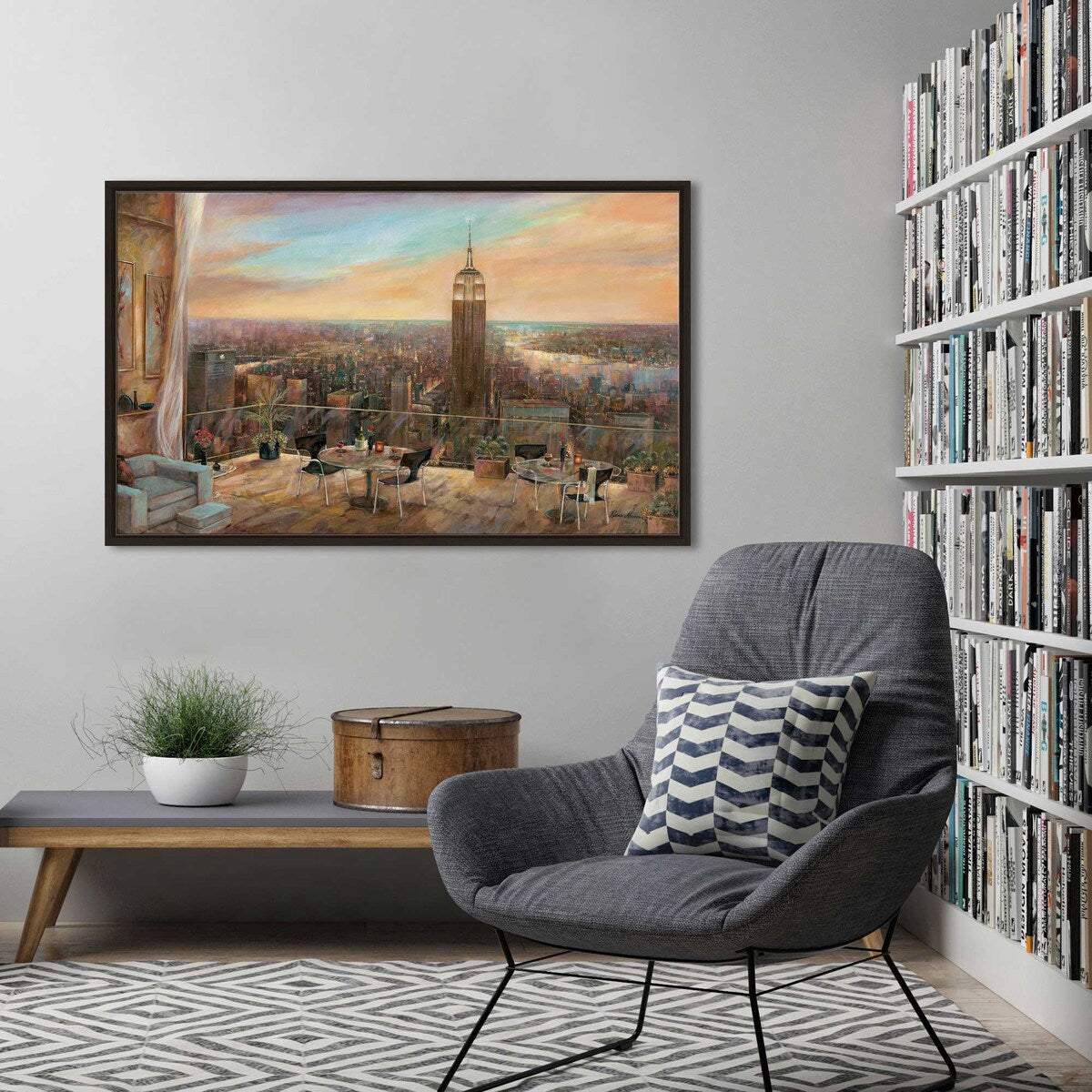 New York City Skyline Art Print by Ruane Manning - Premium Floating Canvas Wall Decor for Living Room, Office & Bedroom