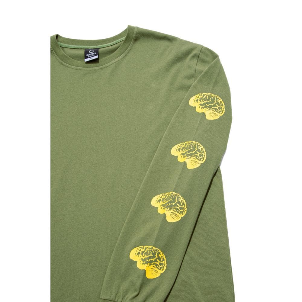 CLOT Brain Long Sleeve T-Shirt for Men - Green Cotton Streetwear Fashion Top - Perfect for Casual Outfits & Urban Street Style