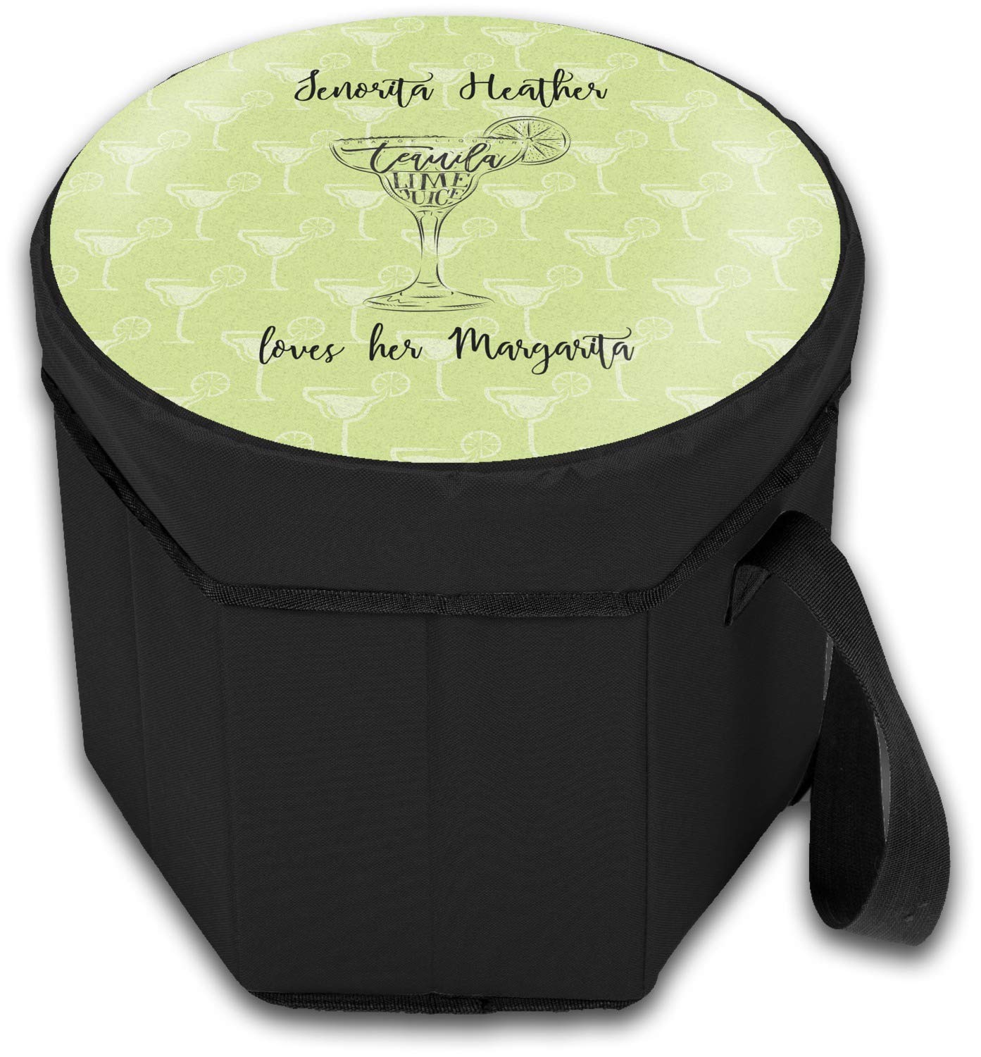 Personalized Margarita Lover Collapsible Cooler & Seat - Custom Name & Design - Portable Folding Cooler with Seat for Beach, Pool, Tailgating & Outdoor Parties