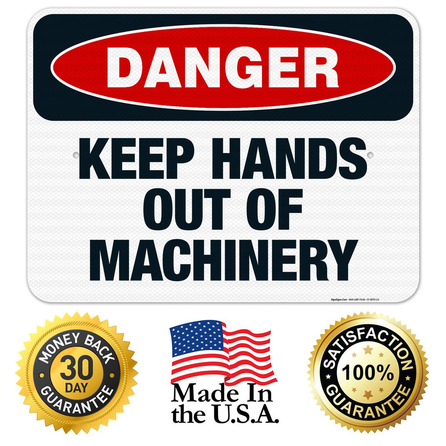 Danger Keep Hands Out of Machinery Sign - OSHA Compliant 18x24 Inches, 3M EGP Reflective .080 Aluminum, Fade Resistant for Indoor/Outdoor Use - Made in USA | Perfect for Factories, Warehouses & Construction Sites