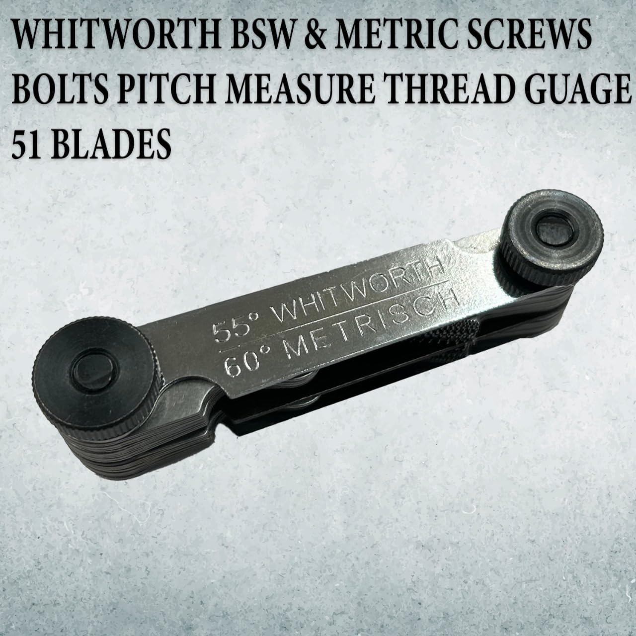 British Whitworth BSW & Metric Screw Thread Gauge - 51 Blades Precision Measuring Tool for Bolts, Nuts, and Fasteners | Ideal for DIY, Automotive, and Industrial Applications