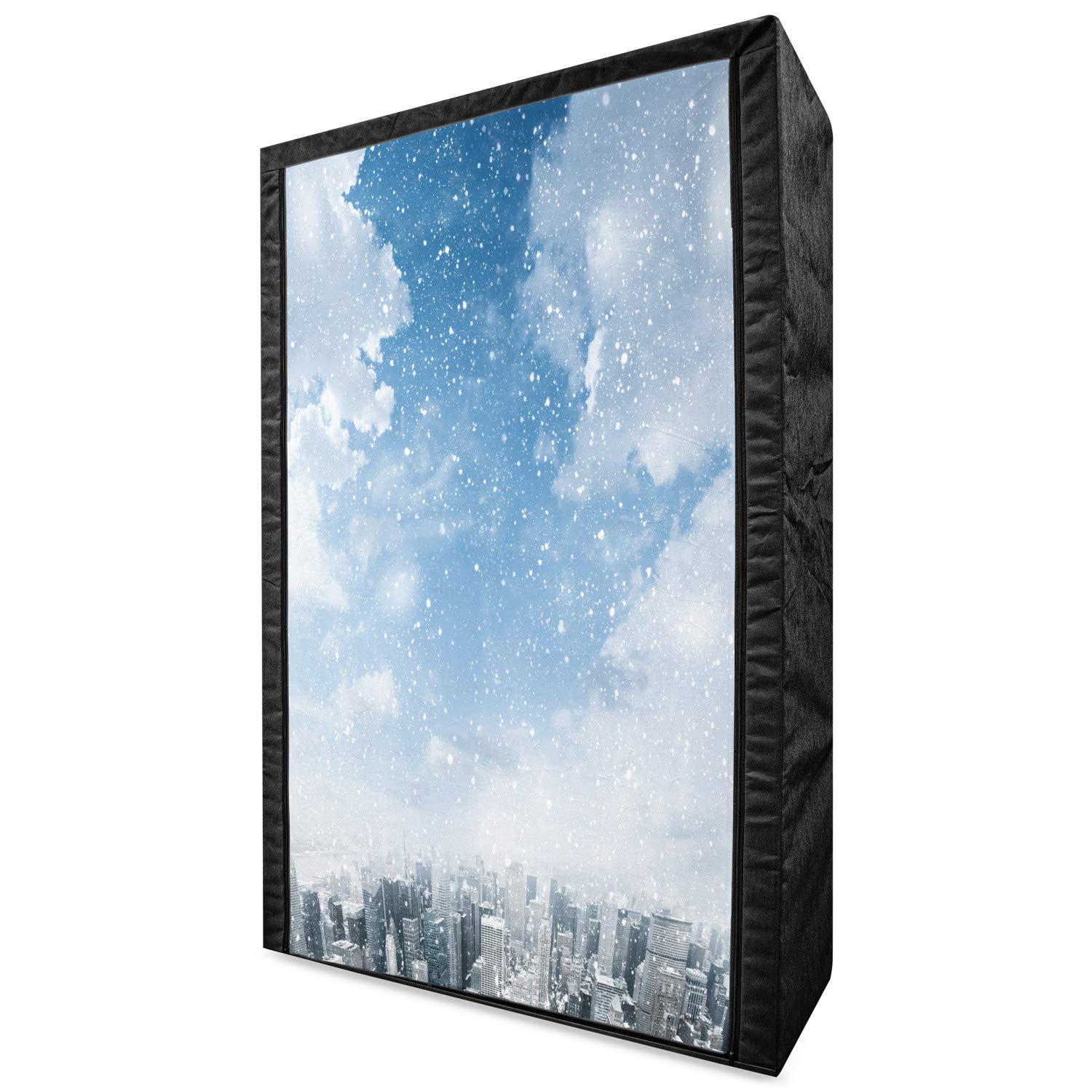 Ambesonne Winter Portable Fabric Wardrobe - Snowy New York City Skyline Design, 42.5