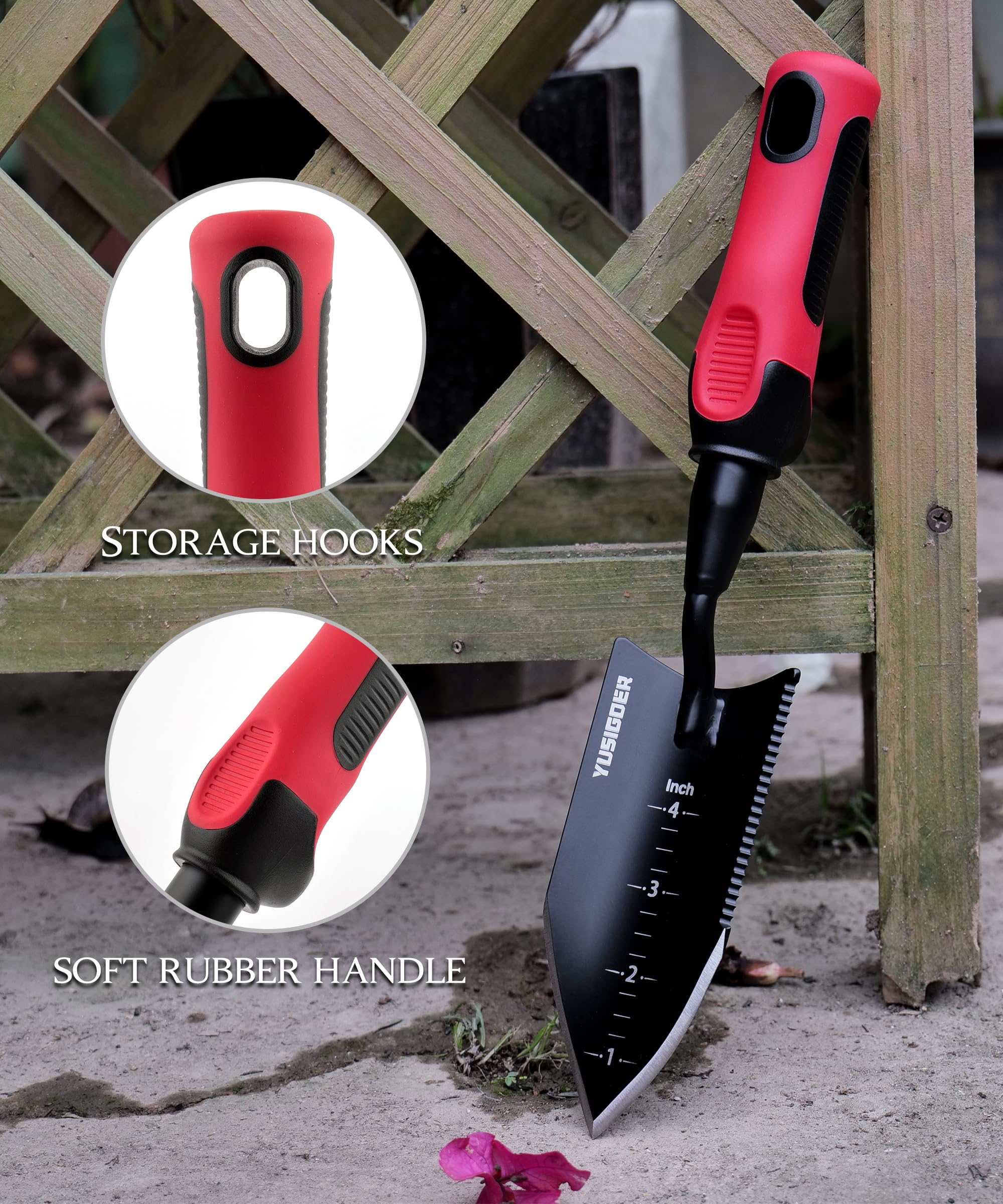 Premium Stainless Steel Garden Hand Tools Set - Heavy Duty Planting Trowel & Weeding Shovel with Ergonomic Red Handle - Ideal for Gardening, Landscaping, Planting Flowers & Vegetables