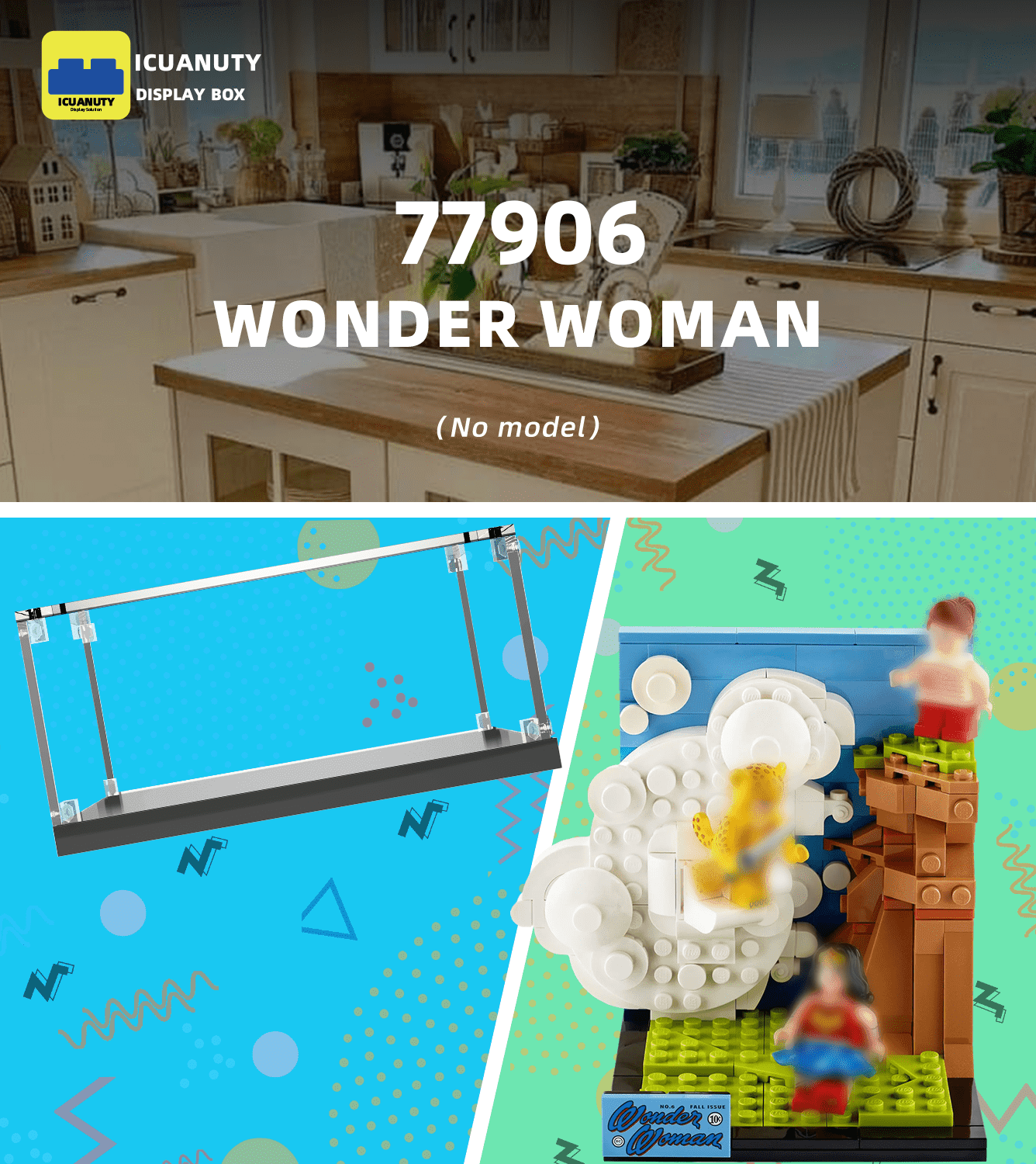LEGO Wonder Woman 77906 Display Case - Premium Acrylic Showcase for Collectible LEGO Sets | Perfect for Home Decor, Office Display & Collector's Showcase