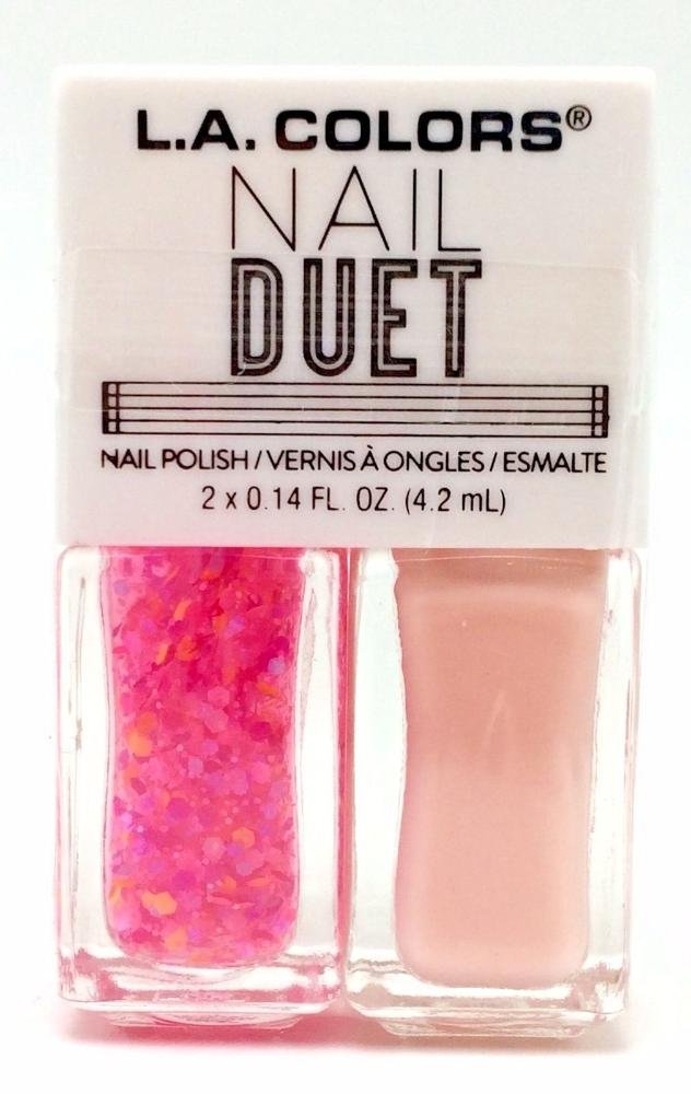 LA Colors Nail Duet Nail Polish Set - Sugar & Spice Long Lasting Glossy Nail Lacquer for Manicure & Pedicure | Perfect for Parties, Weddings & Everyday Wear