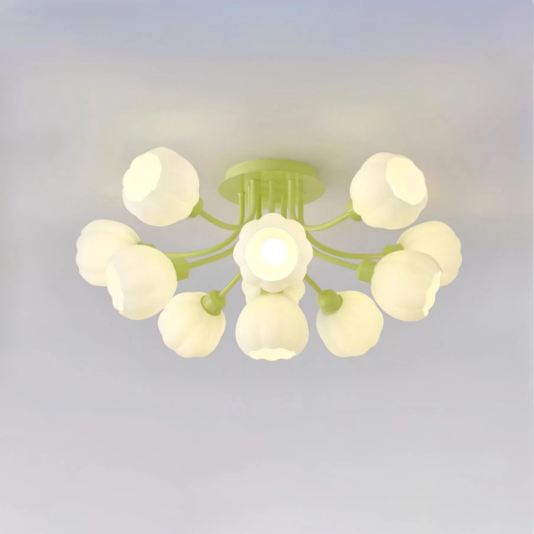 Pumpkin Matcha Ceiling Light - Modern LED Hanging Fixture for Bedroom, Living Room & Kitchen | Dimmable Soft Lighting for Cozy Home Decor