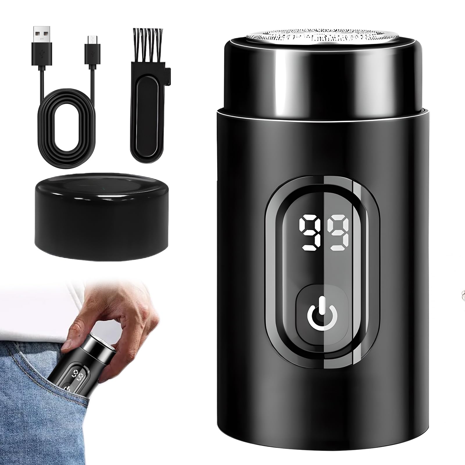 Mini Portable Electric Shaver for Men & Women - USB Rechargeable Travel Shaver with Dual Blades - Perfect for Car, Office, Business Trips & Gym - Compact Pocket-Sized Personal Grooming Kit