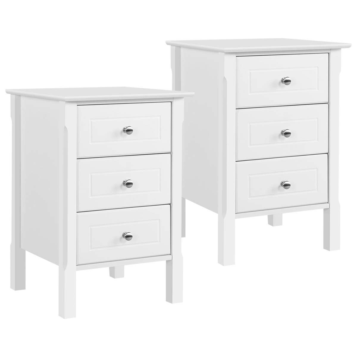 Yaheetech 2-Piece Set of 3-Drawer Bedside Cabinets - 60cm Height Nightstand with Storage for Bedroom, Living Room & Office Organization - Modern Bedside Chest of Drawers for Home Decor