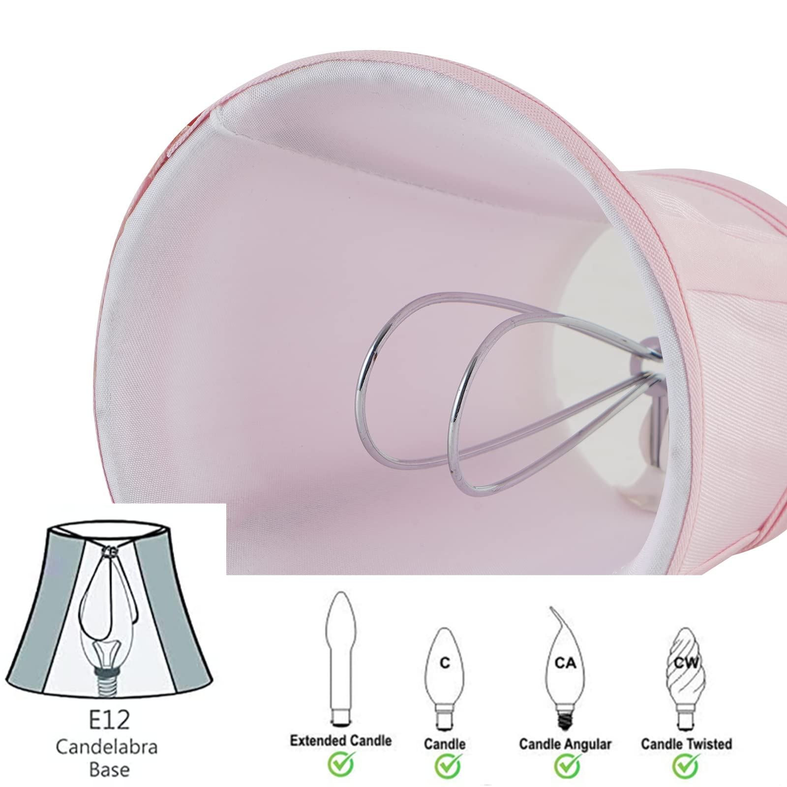 Mini Clip-On Lamp Shade for Candelabra Bulbs - Pink Barrel Fabric Shade Fits Candle Bulbs, Perfect for Chandeliers, Wall Lamps & DIY Lighting Projects - Home Decor, Bedroom, Living Room, Dining Room Lighting Accessory (1 Pack)