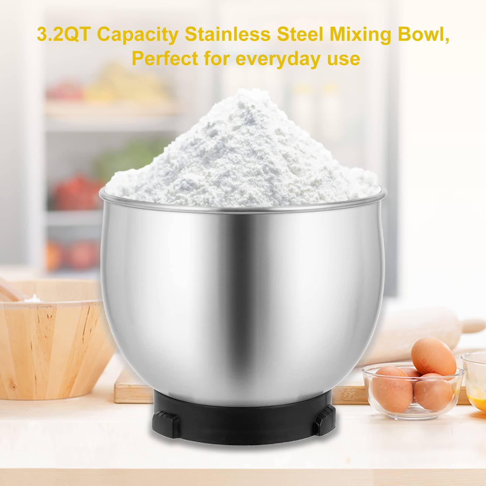3.2Qt Stand Mixer - 6-Speed Electric Kitchen Mixer with Egg Whisk, Dough Hook & Flat Beater | Lightweight & Portable for Baking, Cooking & Daily Use | Renewed Purple Small Food Mixer