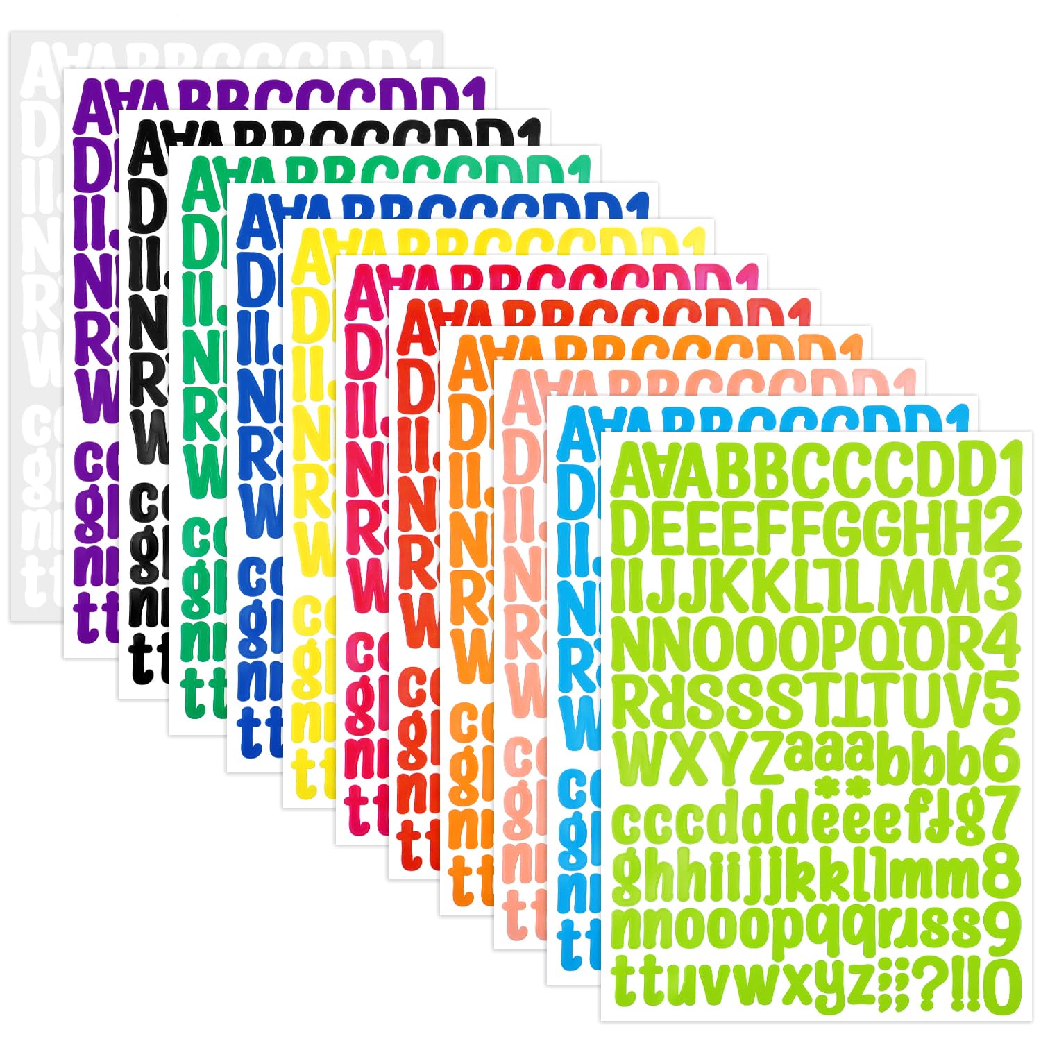 LOKIPA 1512 Alphabet Letter Stickers - 12 Sheets Vinyl Decals for Signs, Notebooks, Scrapbooking, Classroom & Door Decor - Perfect for DIY Crafts, School Projects & Home Organization