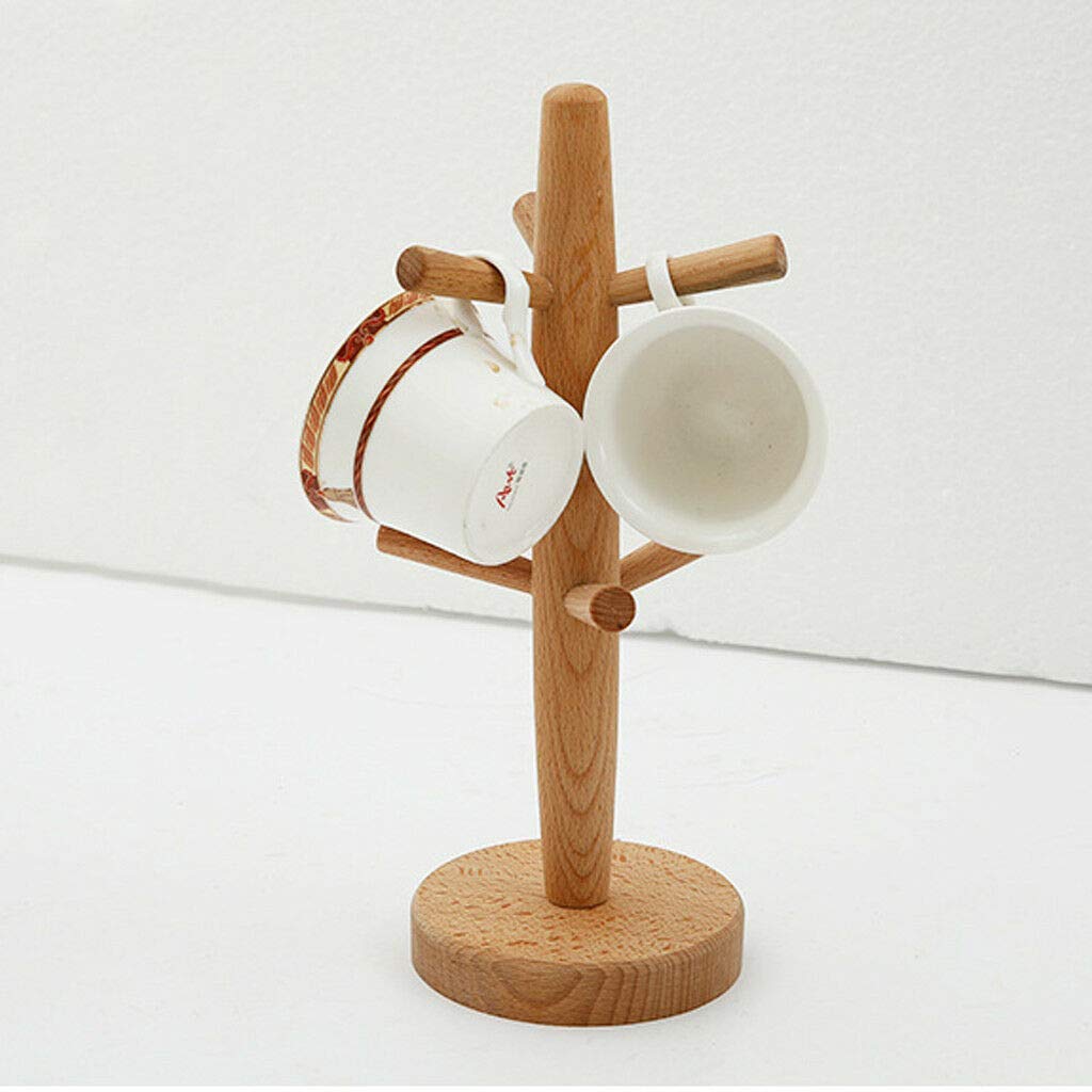 PRAV® Wooden Mug Stand Rack Holder - Coffee & Tea Cup Organizer for Kitchen Countertop Storage - Perfect for Home, Office, and Restaurant Use