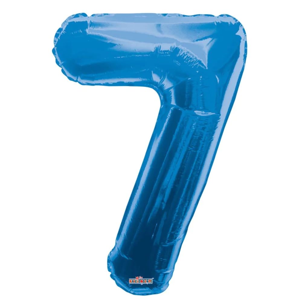 34 Jumbo Blue Foil Number 7 Balloons for Birthday Parties, Graduations & Baby Showers - Large Metallic Decorations