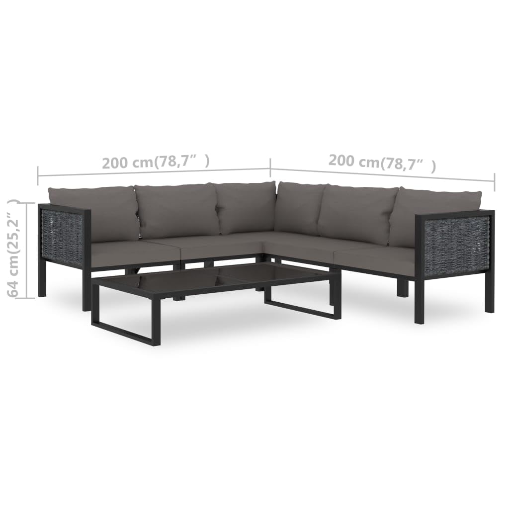 vidaXL 6-Piece Garden Lounge Set with Cushions - Patio, Balcony, Outdoor Seating Furniture - Poly Rattan Sofa & Chair Set in Anthracite - Perfect for Backyard Relaxation, Poolside Lounging, and Outdoor Entertaining