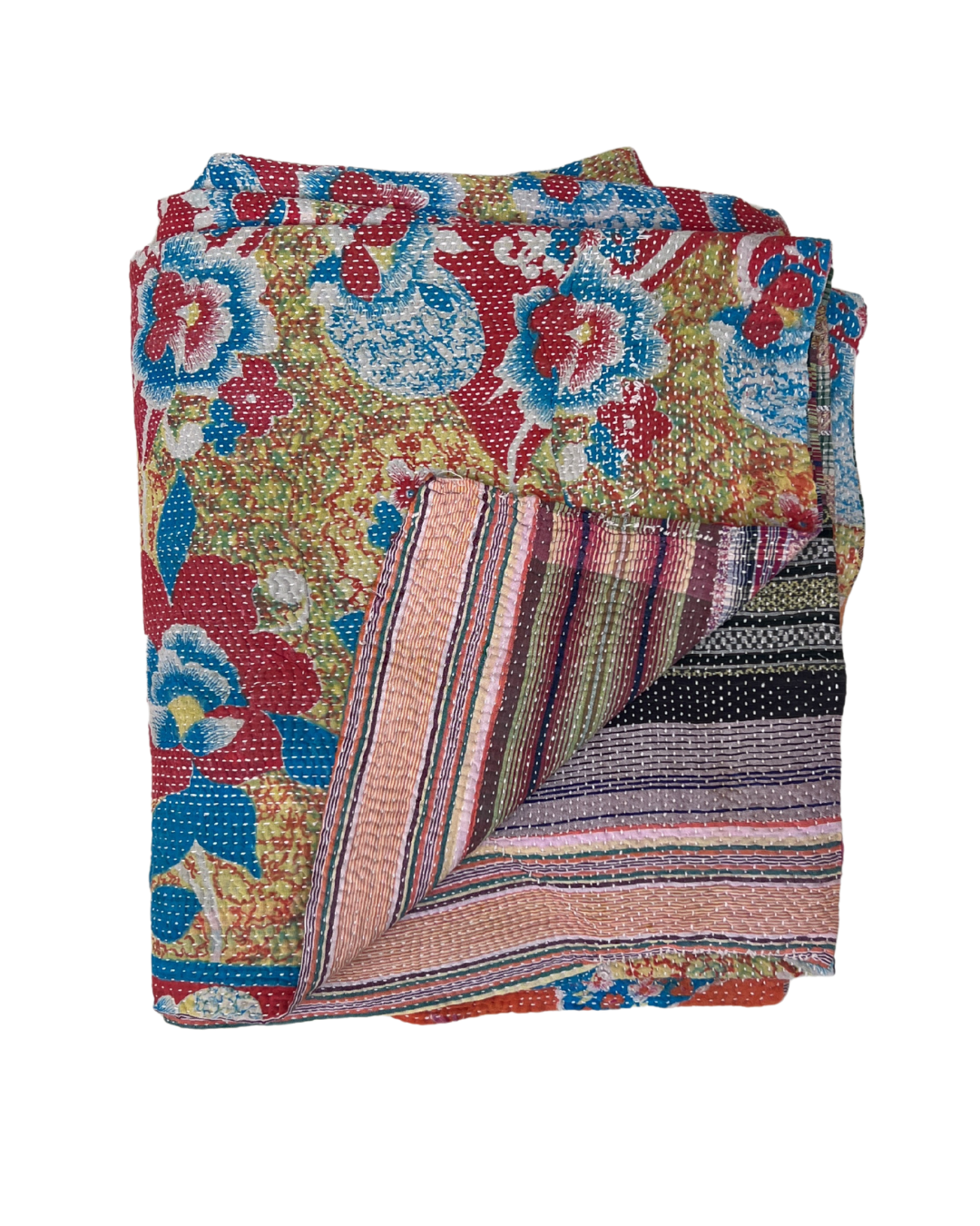 Handmade Midweight Kantha Quilt No. 788 - Traditional Indian Cotton Bedspread for Cozy Home Decor, Perfect for Bedroom, Living Room & Guest Room