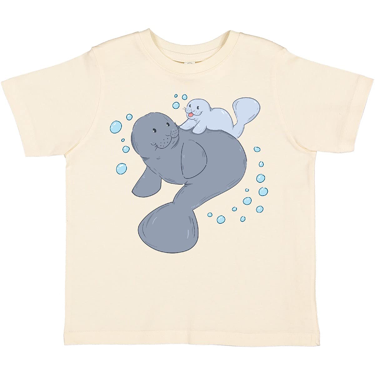 Cute Manatees with Bubbles Toddler T-Shirt - Adorable Sea Animal Graphic Tee for Boys & Girls | Perfect for Beach Vacations, Aquarium Visits & Casual Playdates