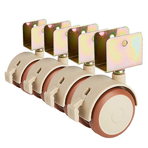 FMOGGE 50mm Baby Bed Swivel Caster Wheels with Brake (4-Pack) - U-Shaped Bracket Fits 20mm/22mm/25mm - 20kg Capacity Silent Rubber Wheels for Furniture, Trolleys, Racks, Shelves & Coffee Tables - Perfect for Nursery, Office & Home Use
