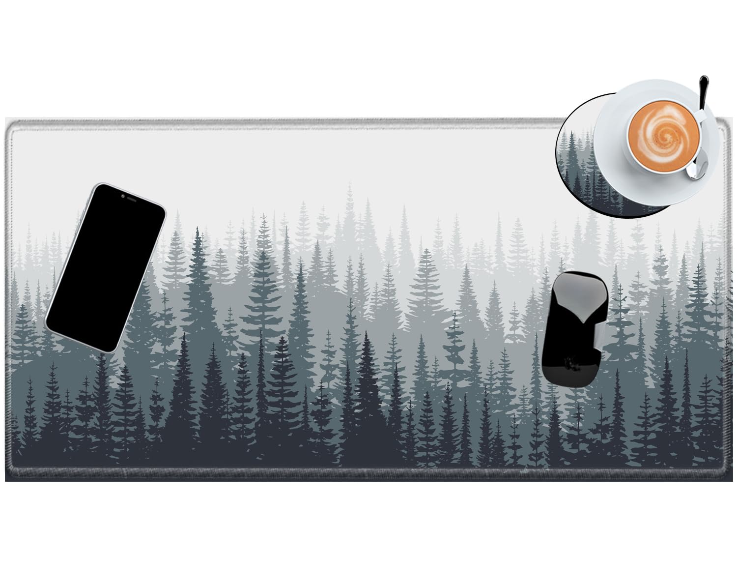 Large Gaming Mouse Pad 24x12 Inches - Misty Forest Design with Stitched Edges, Non-Slip Desk Mat for Wireless Mouse, Office & PC Gaming Setup | Perfect for Workstations, Home Office & Esports
