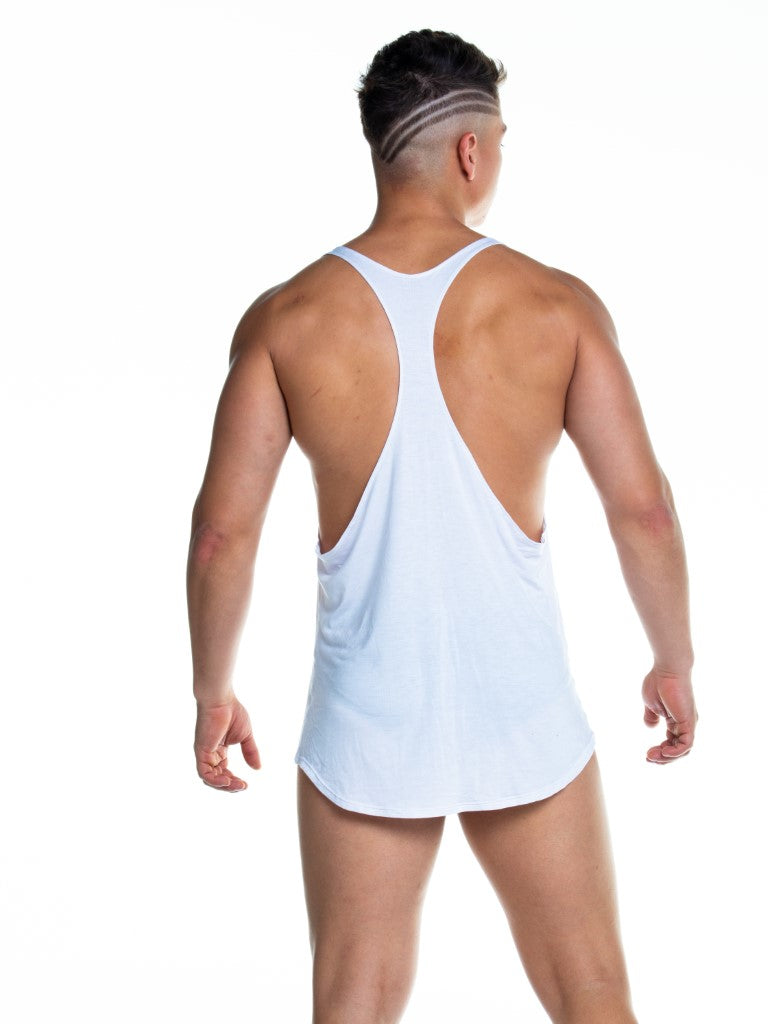 Gigo Forever Stringer Tank Top for Women - Soft White Cotton Ribbed Sleeveless Shirt for Gym, Yoga, and Casual Wear
