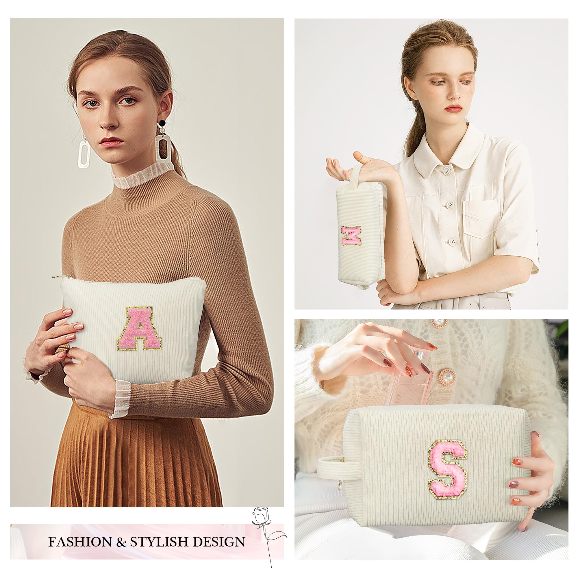 Personalized Initial Makeup Bag for Women & Teens - Cute Mini Cosmetic Travel Pouch with Monogram Letter | Perfect Gift for Her, Best Friend, Teacher Birthday | Great for Daily Use, Travel, School & Work Essentials