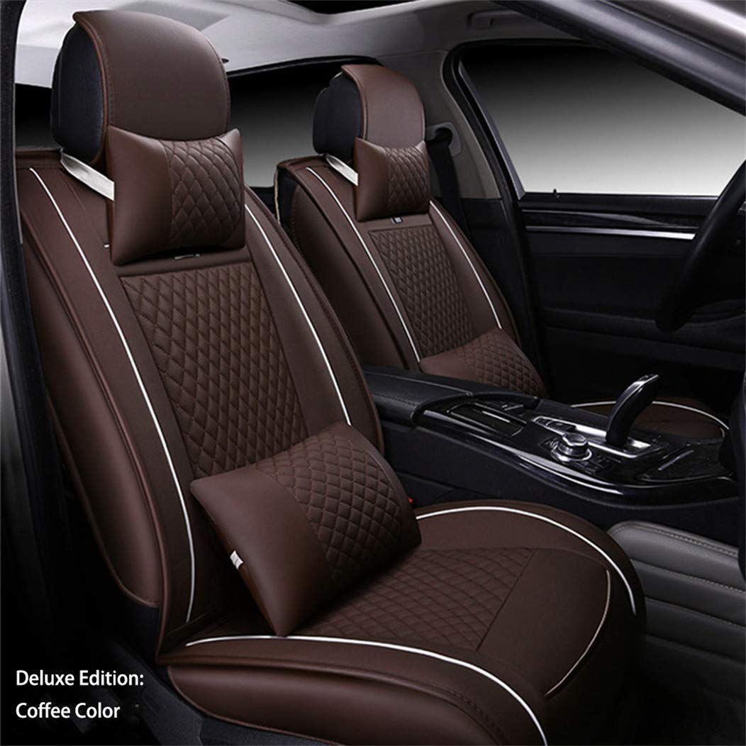 Premium Leatherette Car Seat Covers for Range Rover - Front Seat Protectors (2PCS, Dark Brown) | Airbag Compatible | Waterproof & Anti-Slip | Perfect for Daily Commute, Road Trips & Off-Road Adventures