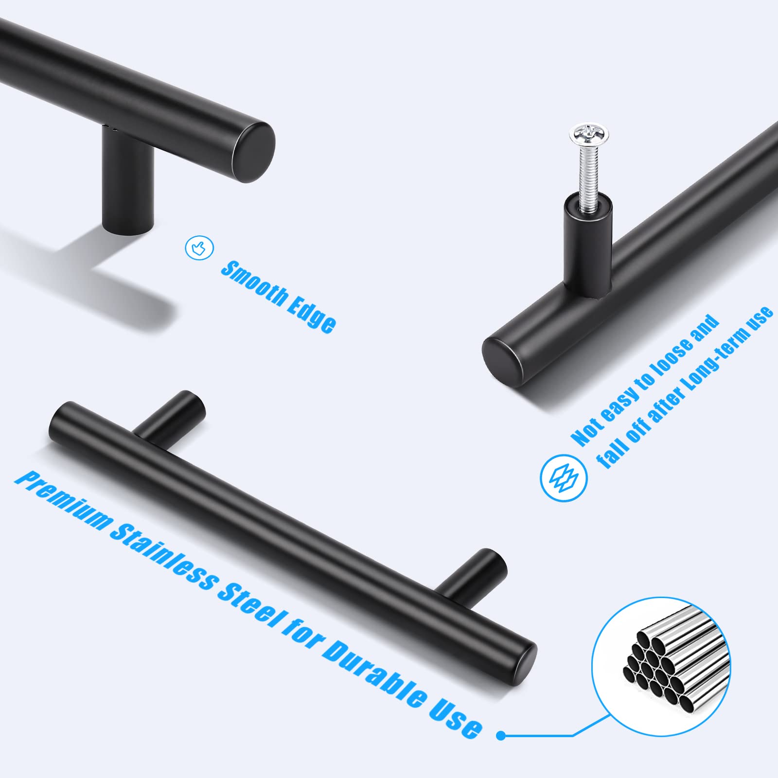 KNOBWELL 5-Pack Black Cabinet Pulls 3.75