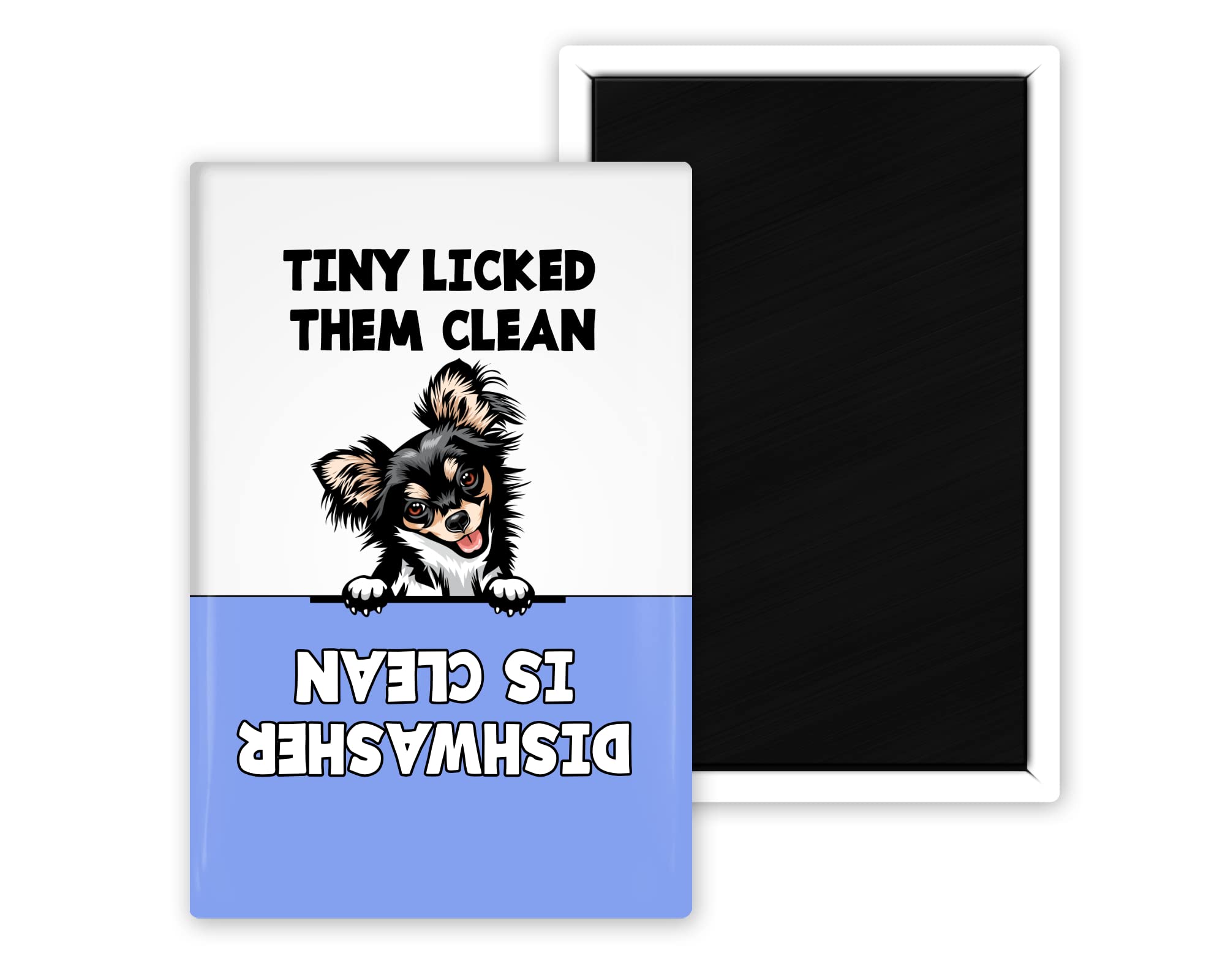 Personalized Long Hair Chihuahua Dog Licking Dishwasher Magnet - Funny Kitchen Decor for Fridge, Office & Home