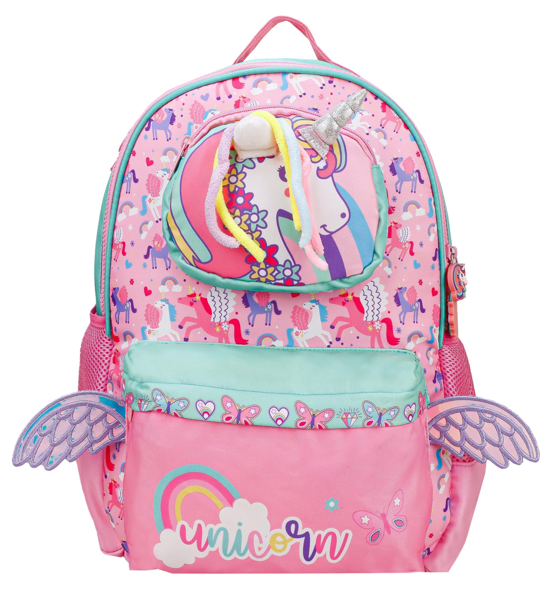 **ADSON Unicorn Wings Lightweight Orthopedic School Backpack for Kids & Toddlers - Spacious Travel Bag, Water-Resistant, Plush Shoulder Bag for Preschool & College - Perfect Gift for Girls (Unicorn Pink) - Ideal for School, Travel & Daily Use**