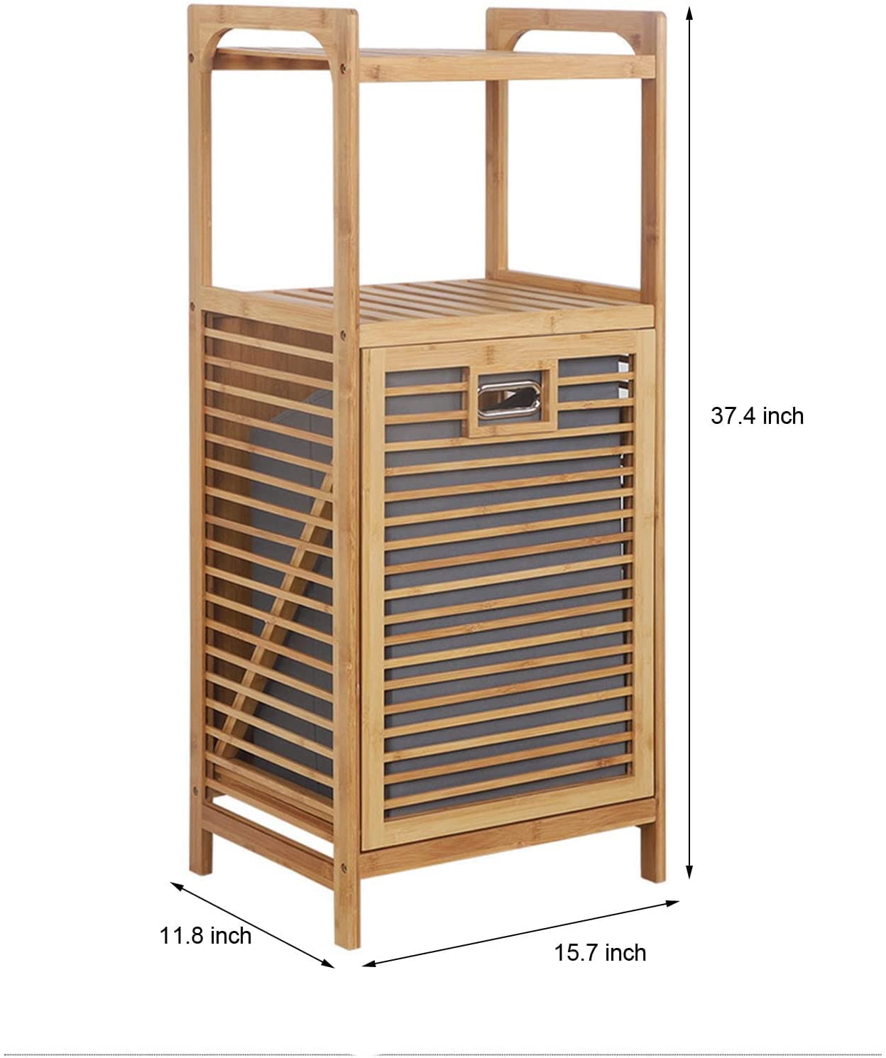 Eco-Friendly Bamboo Laundry Hamper & Storage Organizer with Detachable Rack & Shelves - Perfect for Bathroom, Bedroom, Living Room (37.4in Height) - Ideal for Clothes, Towels & Home Organization