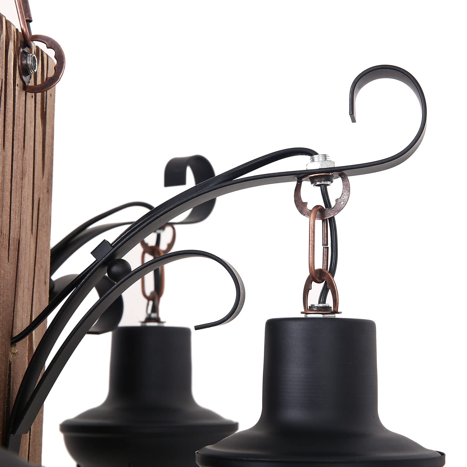 TFCFL 6-Lights Industrial Rustic Wooden Chandelier - Farmhouse Metal Pendant Light with E26 Base - 23