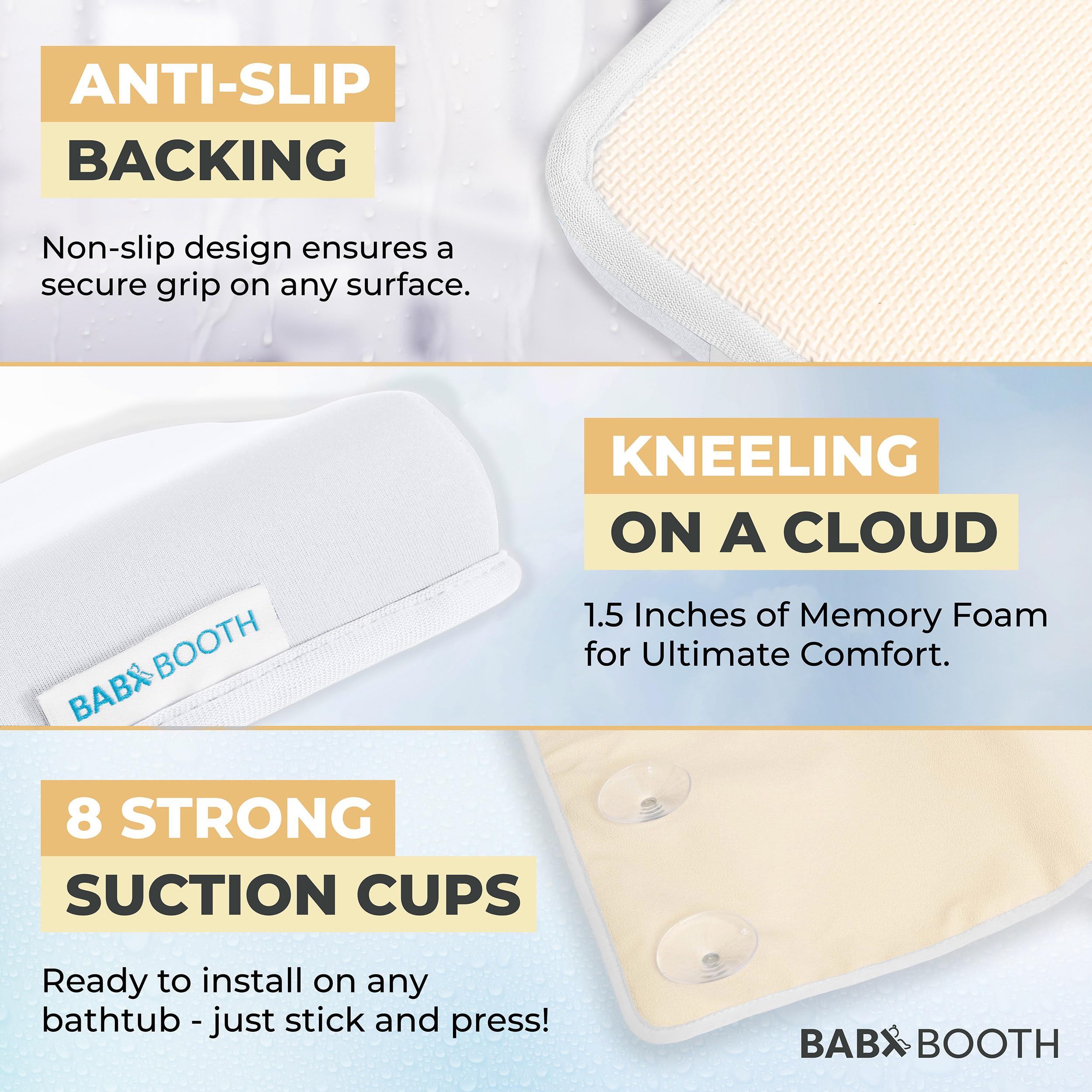 Extra Thick Bath Kneeler & Elbow Rest Pad for Baby - Soft Bathtub Kneeling Mat with Toy Holder & Organizer | Comfortable Infant Bath Accessories for Safe Tub Time & Play