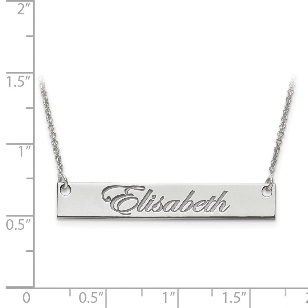 925 Sterling Silver Personalized Name Bar Necklace - Medium Script Engraved Chain with Lobster Clasp | Perfect for Gifts, Anniversaries & Everyday Wear