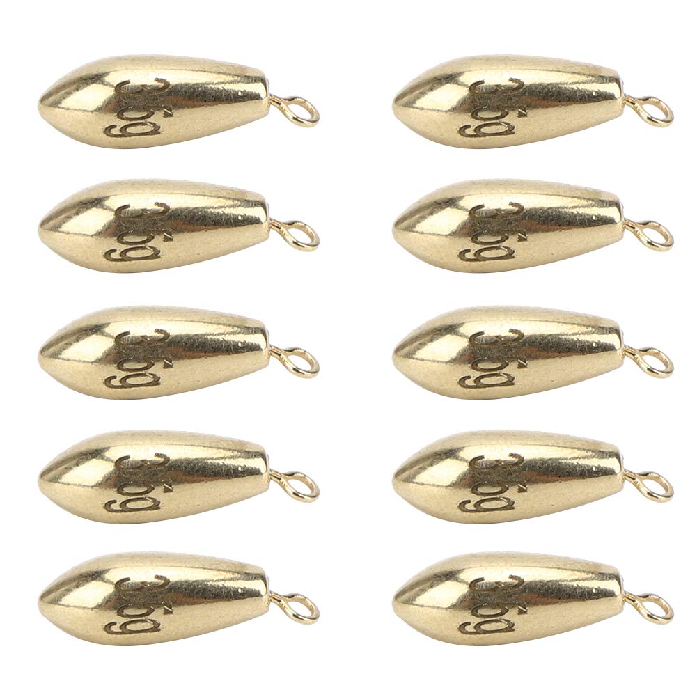 Alomejor 10-Pack Water Drop Copper Fishing Sinkers - Heavy Duty Saltwater Weights for Surf, Ferry & Coastal Fishing | Perfect for Sea Bass, Flounder & Offshore Angling