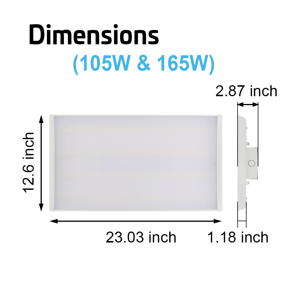 Konlite Linear LED Bay Light 105W 1x2FT 120-277V 14700 Lumens 5000K Daylight White - Energy Efficient Replacement for 250W Metal Halide - Perfect for Warehouses, Garages & Commercial Lighting