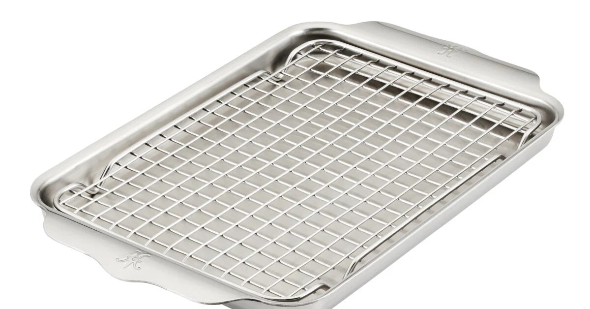 Hestan Provisions OvenBond Tri-Ply Stainless Steel Quarter Sheet Pan with Rack - 9 x 12.5 Inch Baking Sheet for Roasting, Baking, and Broiling - Perfect for Home Kitchens and Professional Use