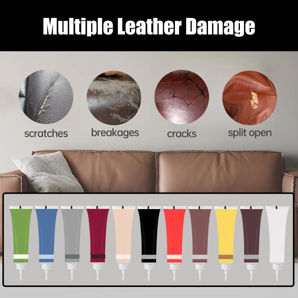 2024 Professional Leather Repair Gel Kit - Advanced Vinyl & Leather Repair for Car Seats, Furniture, Sofa, Couch & Jackets (1, Black) | Quick Fix for Scratches & Cracks | Ideal for Home, Auto & Office Use