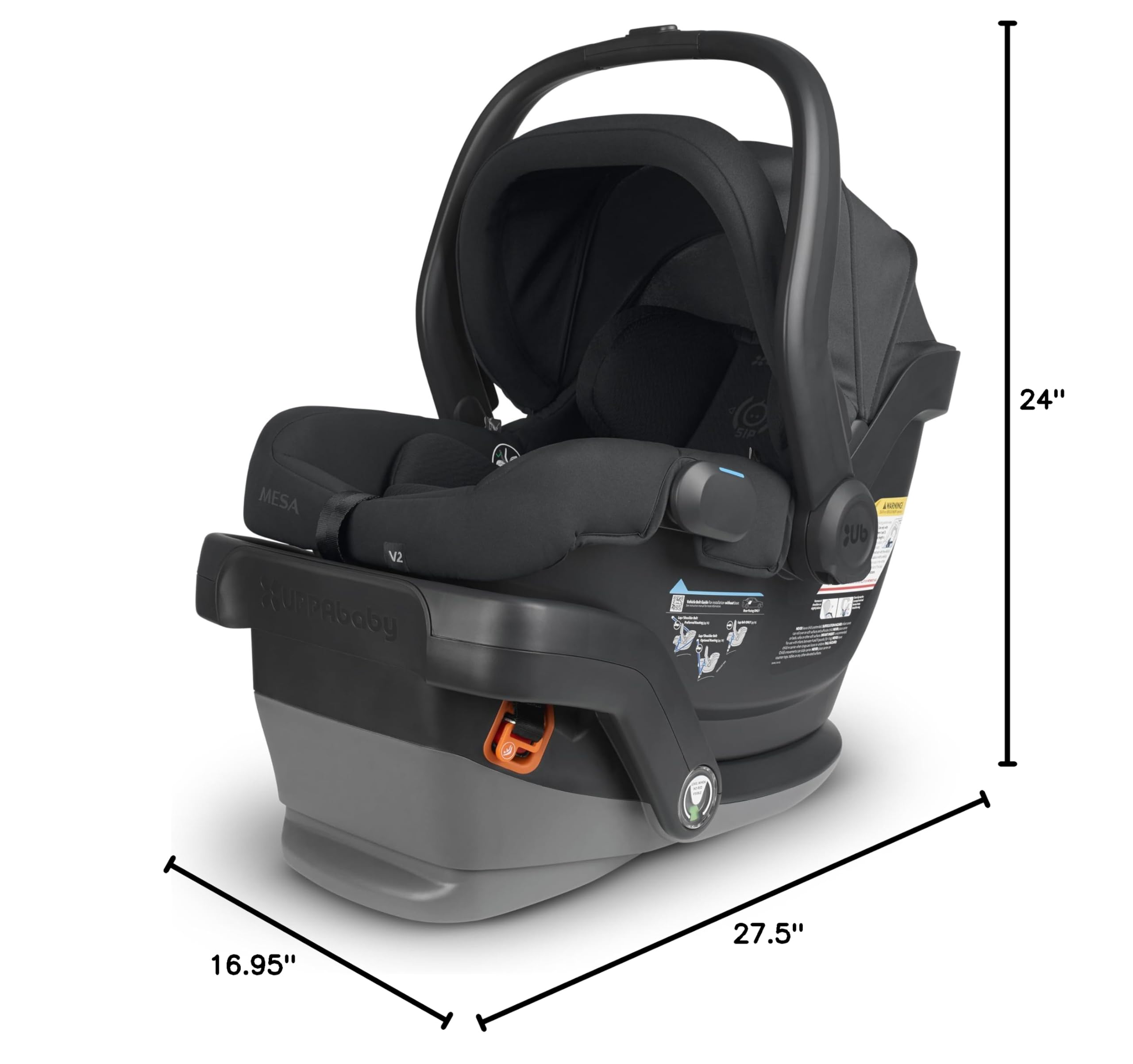 UPPAbaby Mesa V2 Infant Car Seat - Easy Installation with SmartSecure Technology | Includes Base & Robust Infant Insert | Direct Stroller Attachment | Jake (Charcoal) | Perfect for Newborns & Travel Safety