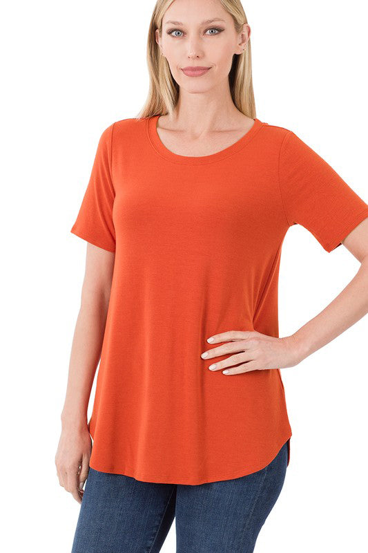 Stylish Women's Short Sleeve Scoop Neck T-Shirt - Front & Back Design for Casual Wear, Summer Outfits & Everyday Comfort