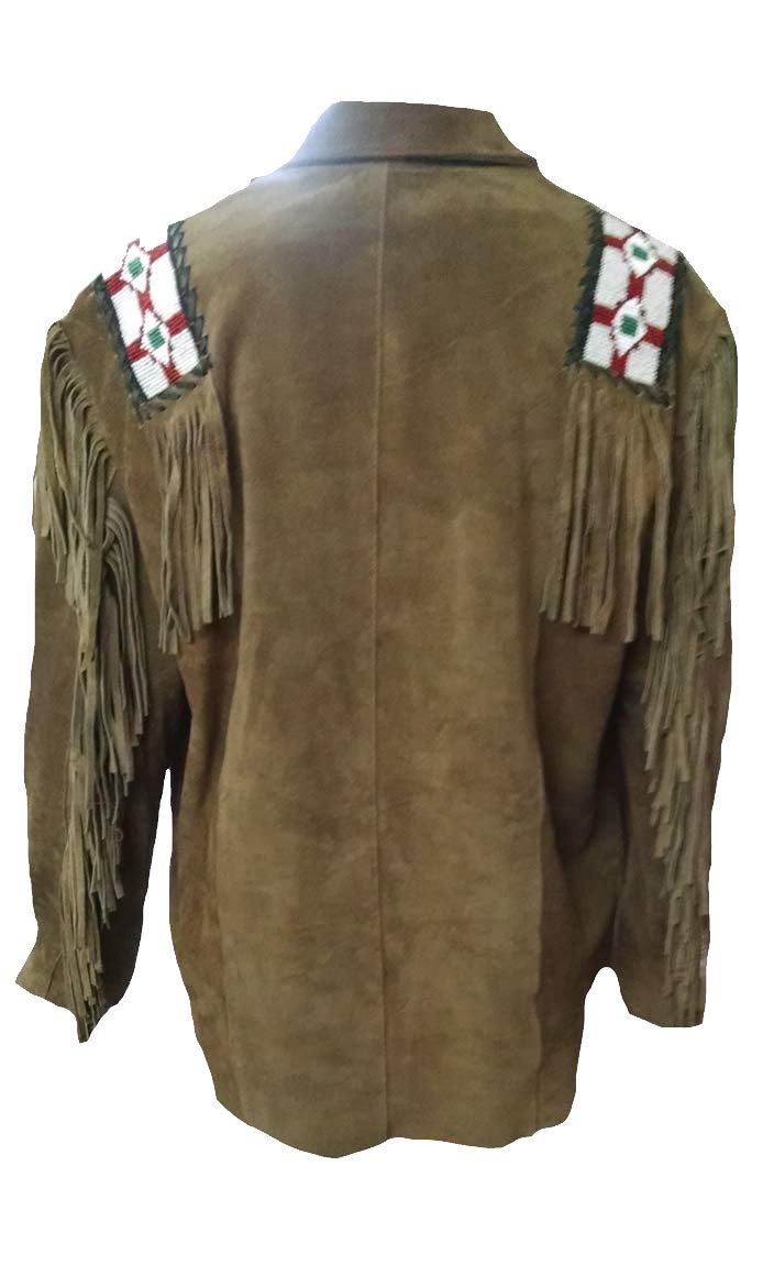 Classyak Men's Western Indian Suede Leather Fringed Beaded War Shirt - Vintage Native American Style Cowboy Shirt for Festivals, Rodeos & Western Fashion