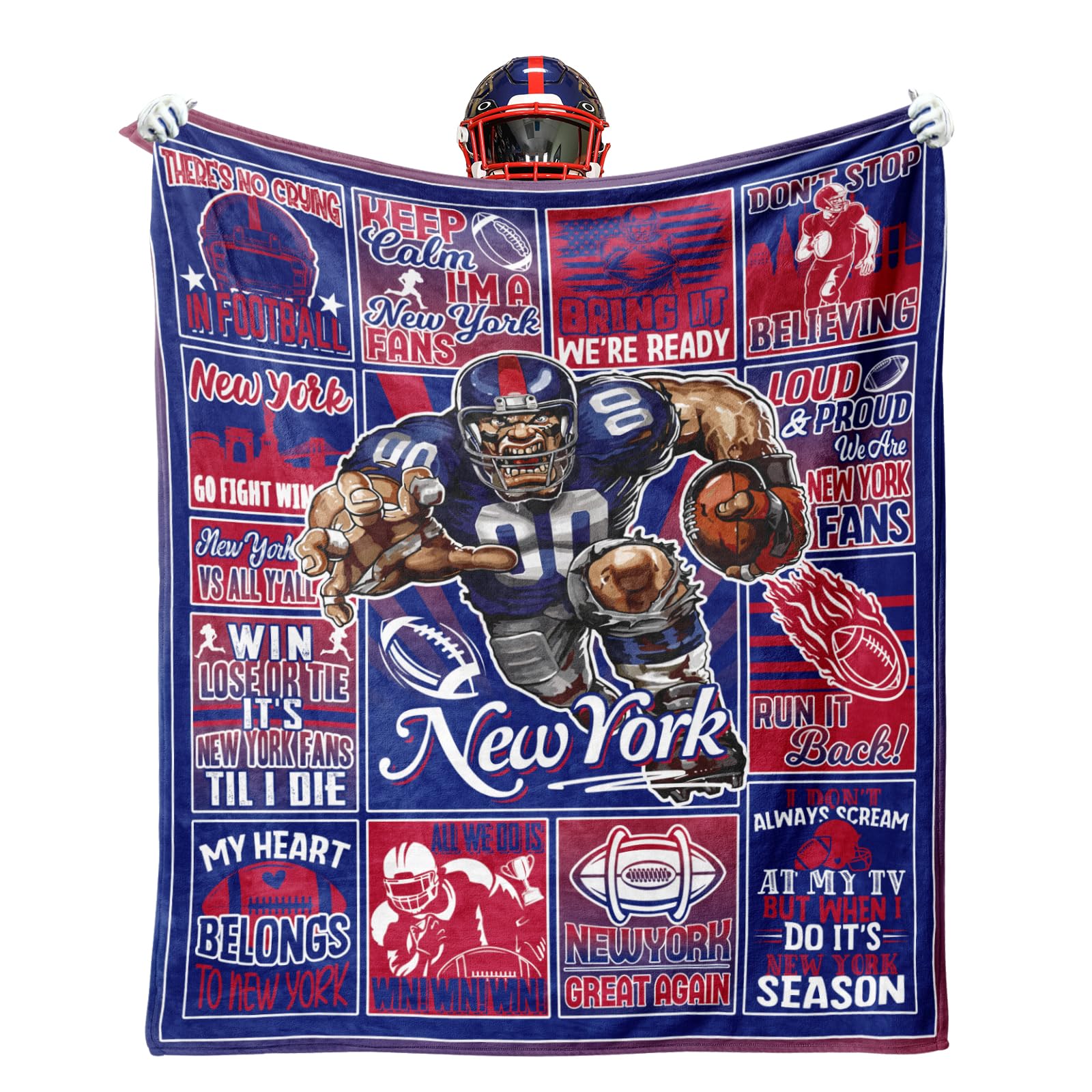 Blue and Red Football Throw Blanket - 60