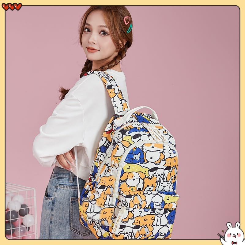 Cute Dog Print Backpack for Kids - Durable School Bookbag for Elementary Students (Boys & Girls) - Perfect for School, Travel & Daily Use