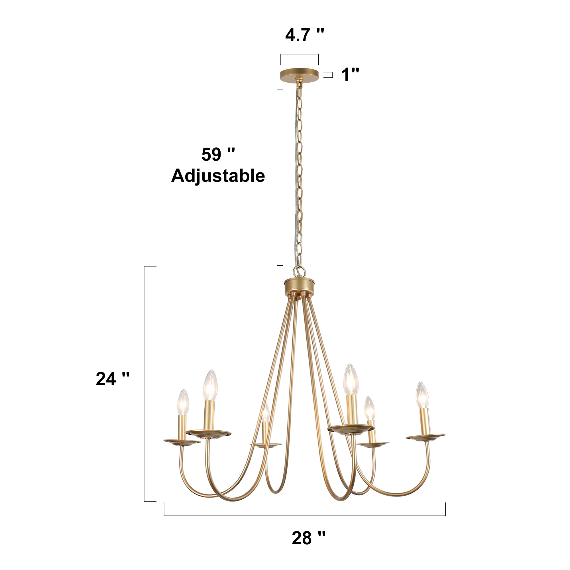 KSANA Modern Gold Chandelier - 6-Light Hanging Pendant Light Fixture 28