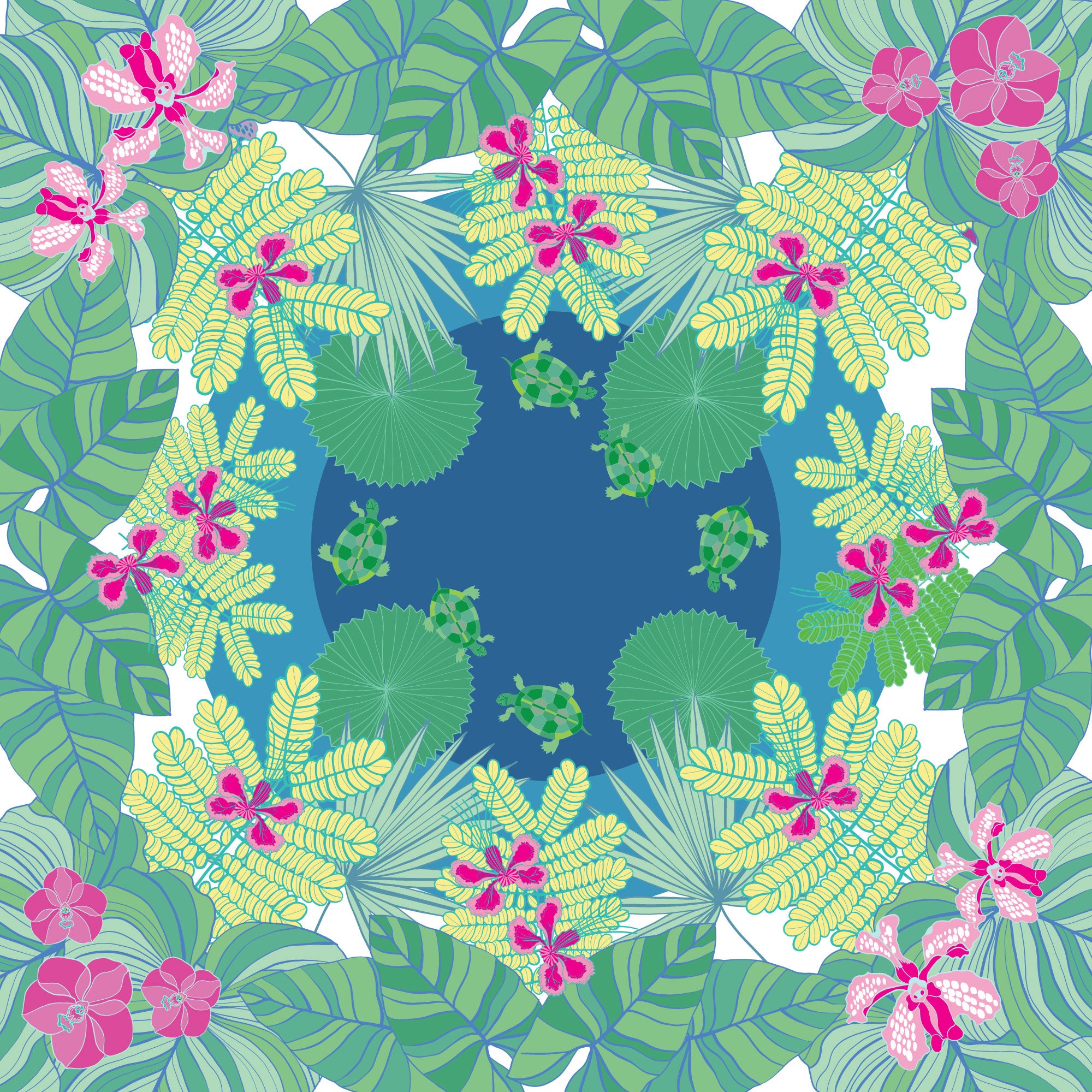 Botanic Gardens Silk Scarf with Emerald Design - Elegant Floral Fashion Accessory for Women, Perfect for Weddings, Parties & Special Occasions