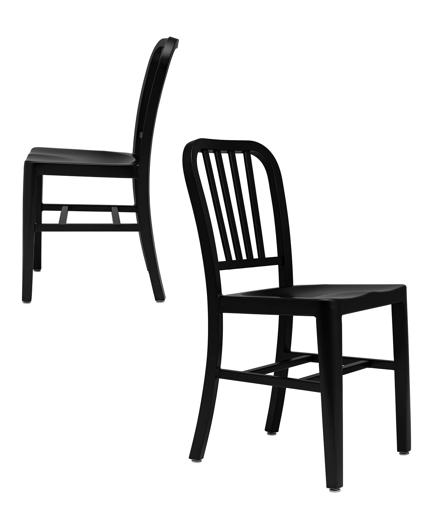 Laura Davidson Bryant Side Chairs Set of 2 - Lightweight Aluminum Dining & Office Chairs with Armrests, Commercial Grade, Black - Perfect for Restaurants, Cafes, and Home Workspaces