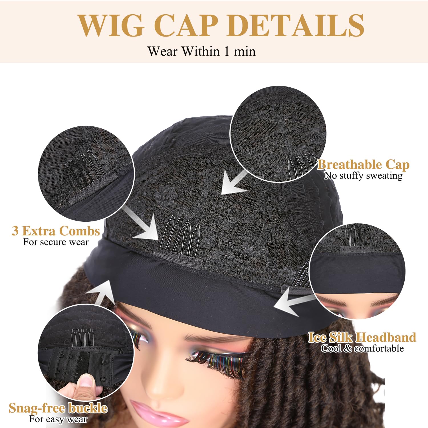 Short Dreadlock Wig for Black Women - Hand Braided Synthetic Goddess Twist Wig | Natural Looking Braided Curly Wigs for Daily Wear & Cosplay | Perfect for Parties, Halloween & Protective Hairstyles (4/30)