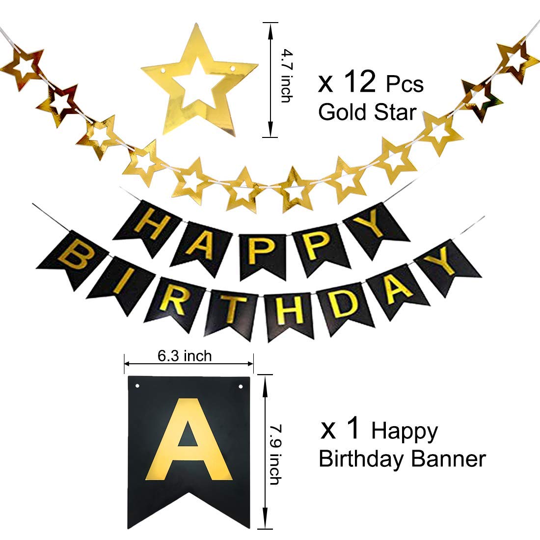 47th Birthday Party Decorations for Men & Women - Black & Gold 47 Balloon Set with Number Balloon & Banner - Perfect for 47 Year Old Birthday Celebrations, Office Parties & Milestone Events