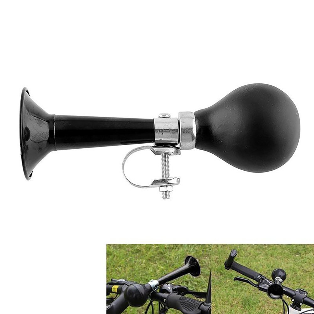 **Loud Bicycle Air Horn & Retro Bike Bell - Black Rubber Squeeze Alarm for Cycling Safety - Perfect for Urban Commuting & Mountain Biking**