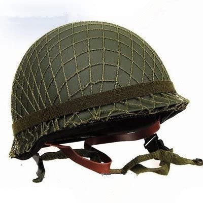 US Army M1 Helmet Replica - Hunting & Military Style Helmet with Net/Canvas Chin Strap, DIY Customizable for Outdoor Adventures, Airsoft, Cosplay & Collectibles