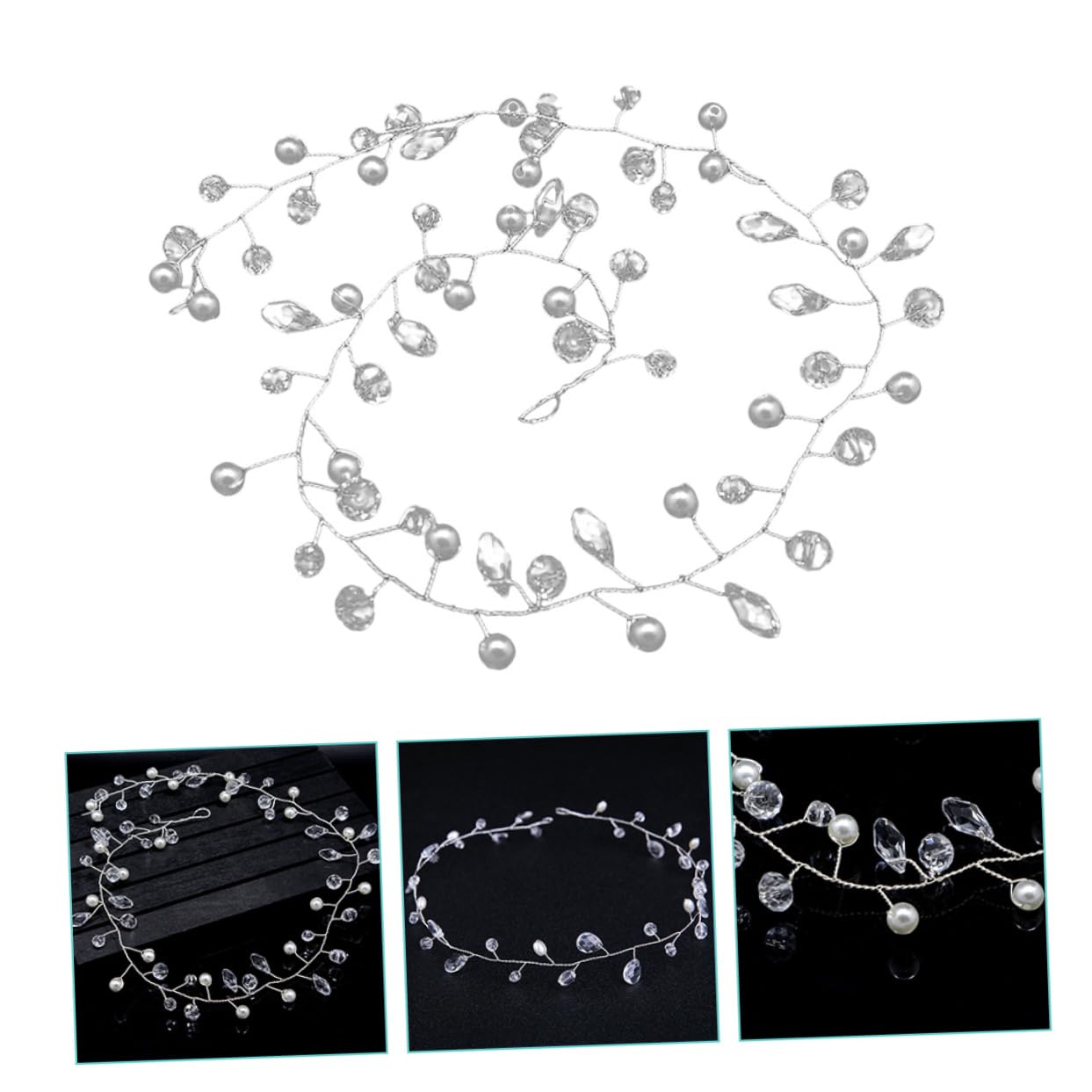 Minkissy 5-Piece Classic Bridal Pearl Headband Set with Crystal Decorations – Elegant Wedding Hair Accessories for Bride, Prom, Banquet & Special Occasions